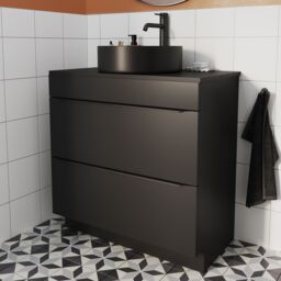 GoodHome Imandra Matt Black Freestanding Bathroom Cabinet (H) 820mm (W) 800mm - thumbnail 4