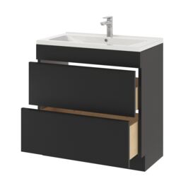 GoodHome Imandra Matt Black Freestanding Bathroom Cabinet (H) 820mm (W) 800mm - thumbnail 3