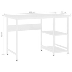 Berkfield Computer Desk White 105X55X72 Cm Mdf And Metal - thumbnail 7
