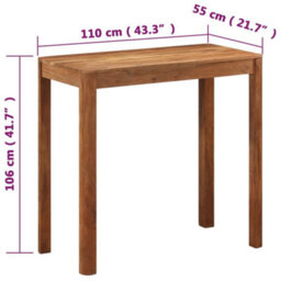 Berkfield Bar Table Solid Wood Acacia With Sheesham Finish 110X55X106 Cm - thumbnail 8
