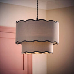 Valuelights Sloane 2 Tier Grey Colour Clash Scallop Ceiling Lamp Shade And Bulb