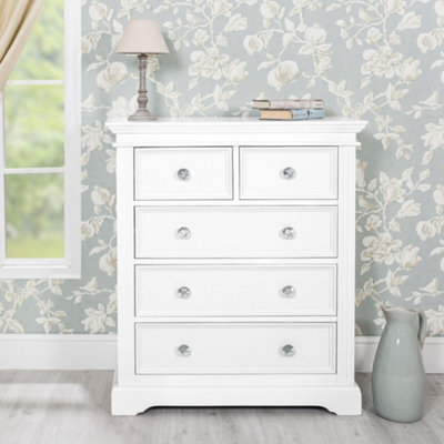 Statement Furniture Gainsborough White 2 Over 3 Chest Of Drawers With Crystal Handles - image 1