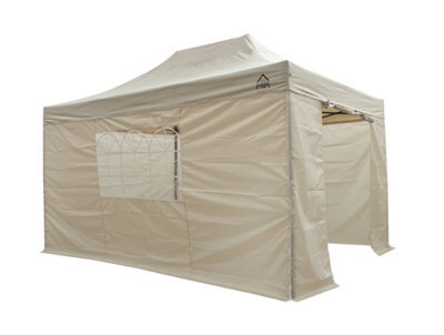 All Seasons Gazebos 3X4.5 Full Waterproof Pop Up Gazebo With 4 Heavyweight Side Panels And Accessories Beige - image 1
