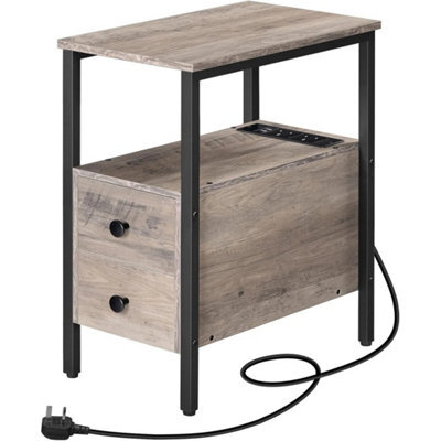 Narrow Bedside Table Nightstand Greige 30X48X61.5Cm - image 1