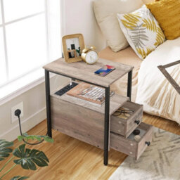 Narrow Bedside Table Nightstand Greige 30X48X61.5Cm - thumbnail 4