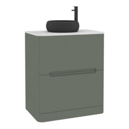 Royal Bathrooms Venice 700mm Sage Green Freestanding Bathroom Countertop Vanity Unit 2 Drawer With Milan Black Basin - thumbnail 7