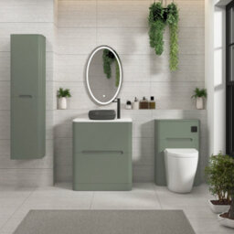 Royal Bathrooms Venice 700mm Sage Green Freestanding Bathroom Countertop Vanity Unit 2 Drawer With Milan Black Basin - thumbnail 4