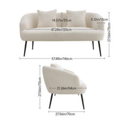 Living And Home Modern White Teddy Fleece 2-Seater Sofa With 2 Scatter Cushions - thumbnail 6