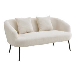 Living And Home Modern White Teddy Fleece 2-Seater Sofa With 2 Scatter Cushions - thumbnail 3