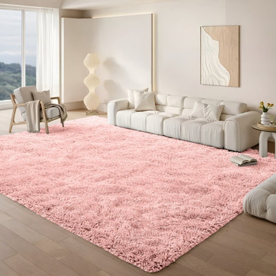 Aspire Homeware Non Slip Pink Shaggy Rug Soft Fluffy Washable, Living Area And Bedroom Rug, (L)200Cm X (W)140Cm