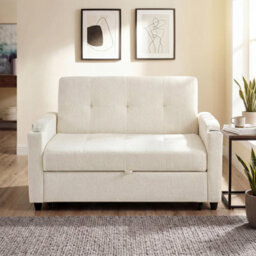 Matteo 2 Seater Pull Out Sofa Bed With Usb Charging & Cup Holders - Off White - thumbnail 2