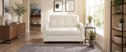 Matteo 2 Seater Pull Out Sofa Bed With Usb Charging & Cup Holders - Off White - thumbnail 9