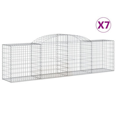 Berkfield Durable Arched Gabion Baskets 7 Pcs 300X50X80/100 Cm Galvanised Iron - image 1