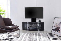 "Homeology Pangea Gloss Black Beam-Thru Curved True-Corner 32""-50"" Tv Cabinet With Mounting Arm" - thumbnail 3