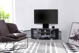 "Homeology Pangea Gloss Black Beam-Thru Curved True-Corner 32""-50"" Tv Cabinet With Mounting Arm" - thumbnail 6