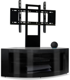 "Homeology Pangea Gloss Black Beam-Thru Curved True-Corner 32""-50"" Tv Cabinet With Mounting Arm" - thumbnail 5
