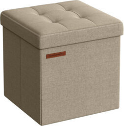 Songmics Versatile Storage Ottoman, Collapsible Foot Stool With Compartment, Living Room Seating, Camel Brown - thumbnail 5