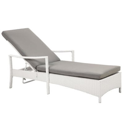 Beliani Sun Lounger With Cushion Vasto Reclining Pe Rattan White - image 1