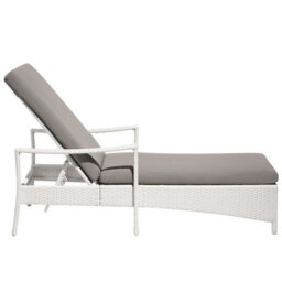 Beliani Sun Lounger With Cushion Vasto Reclining Pe Rattan White - thumbnail 6