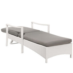 Beliani Sun Lounger With Cushion Vasto Reclining Pe Rattan White - thumbnail 5