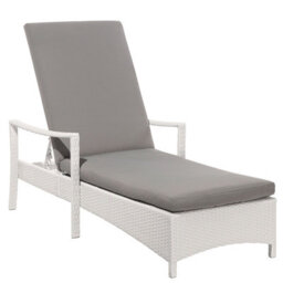 Beliani Sun Lounger With Cushion Vasto Reclining Pe Rattan White - thumbnail 4