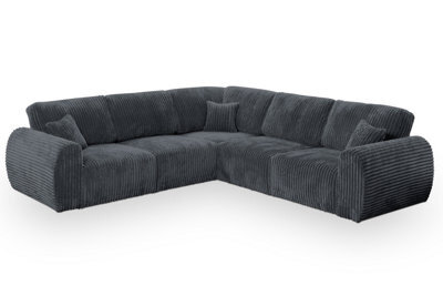 Sereno Jumbo Cord Large Corner Sofa Black Fullback