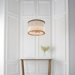 Luminosa Lighting Luminosa Romola Pendant Ceiling Light Matt Gold Finish, Clear Ribbed Glass, 6X E14 - thumbnail 3