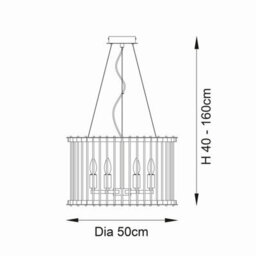 Luminosa Lighting Luminosa Romola Pendant Ceiling Light Matt Gold Finish, Clear Ribbed Glass, 6X E14 - thumbnail 7