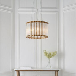 Luminosa Lighting Luminosa Romola Pendant Ceiling Light Matt Gold Finish, Clear Ribbed Glass, 6X E14 - thumbnail 2