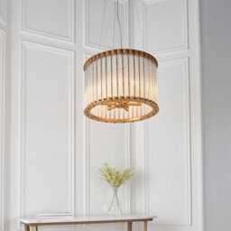 Luminosa Lighting Luminosa Romola Pendant Ceiling Light Matt Gold Finish, Clear Ribbed Glass, 6X E14 - thumbnail 4