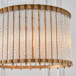 Luminosa Lighting Luminosa Romola Pendant Ceiling Light Matt Gold Finish, Clear Ribbed Glass, 6X E14 - thumbnail 5
