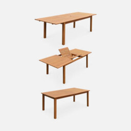 Sweeek - 8-Seater Extendable Wooden Garden Table With 8 Chairs Eucalyptus Wood And Taupe-Grey Textilene - Almeria 8 - thumbnail 3