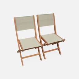 Sweeek - 8-Seater Extendable Wooden Garden Table With 8 Chairs Eucalyptus Wood And Taupe-Grey Textilene - Almeria 8 - thumbnail 5