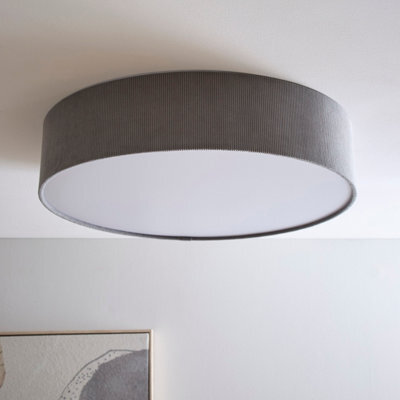 K Living Crete 45Cm 3 Light Grey Velvet Drum Shade - image 1
