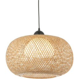 Loops Hanging Ceiling Pendant Light - Natural Bamboo White Pc & Matt Black - 10W Led E27 - thumbnail 1