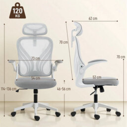 Ergonomic Office Chair Foldable Backrest Grey - thumbnail 2