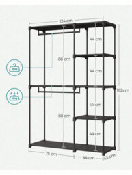 Songmics Freestanding Wardrobe, Foldable Closet, Coat Rack With Clothes Rails,clothes Rack,open Storage Wardrobe,storage Organiser - thumbnail 6