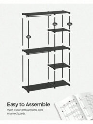Songmics Freestanding Wardrobe, Foldable Closet, Coat Rack With Clothes Rails,clothes Rack,open Storage Wardrobe,storage Organiser - thumbnail 7