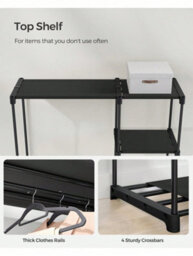 Songmics Freestanding Wardrobe, Foldable Closet, Coat Rack With Clothes Rails,clothes Rack,open Storage Wardrobe,storage Organiser - thumbnail 5