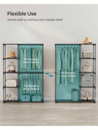Songmics Freestanding Wardrobe, Foldable Closet, Coat Rack With Clothes Rails,clothes Rack,open Storage Wardrobe,storage Organiser - thumbnail 3