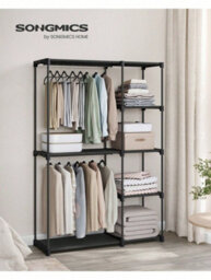 Songmics Freestanding Wardrobe, Foldable Closet, Coat Rack With Clothes Rails,clothes Rack,open Storage Wardrobe,storage Organiser - thumbnail 1