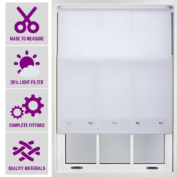 Made To Measure Daylight Roller Blind With Chrome Round Eyelets By Furnished - White (W)150Cm X (L)165Cm