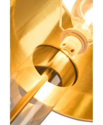 Lighting Supermarket Arezo Large Modern Gold Glass Cylinder Table Lamp With Ivory Gold Lined Shade - thumbnail 4