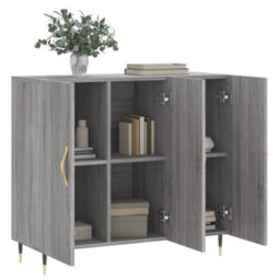 Berkfield Sideboard Grey Sonoma 90X34X80 Cm Engineered Wood - thumbnail 4