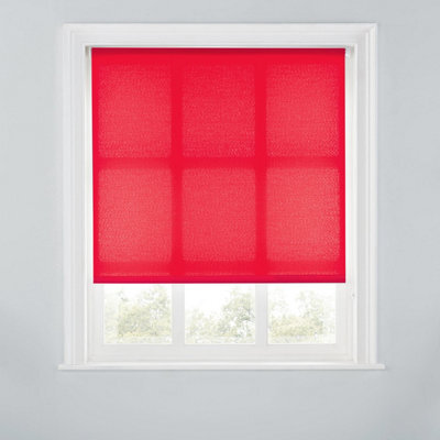 A.unique Home Premium Trimmable Daylight Roller Window Blind - Light Filtering Fabric - 4Ft - Red - 120Cm (W) X 170Cm (L) - image 1