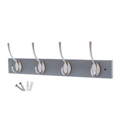 Keypak Victorian 4 Hook Wall-Mount Wooden Coat Rack, 45Cm - Slate Grey With Satin Nickel Hooks - Fixings Included - image 1