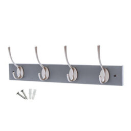 Keypak Victorian 4 Hook Wall-Mount Wooden Coat Rack, 45Cm - Slate Grey With Satin Nickel Hooks - Fixings Included - thumbnail 2