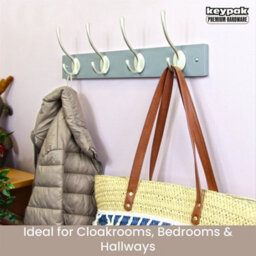 Keypak Victorian 4 Hook Wall-Mount Wooden Coat Rack, 45Cm - Slate Grey With Satin Nickel Hooks - Fixings Included - thumbnail 6