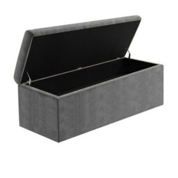 150Cm Large Plain Safar Storage Ottoman Box,dark Grey Naples Upholstered Deep Storage Ottoman End Of Bed Bench - thumbnail 5