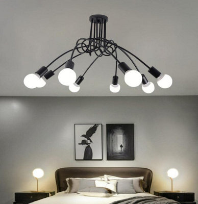 Ceiling Lamp Lighting Curved Design Hanging Lights Black (E27 Included) - image 1